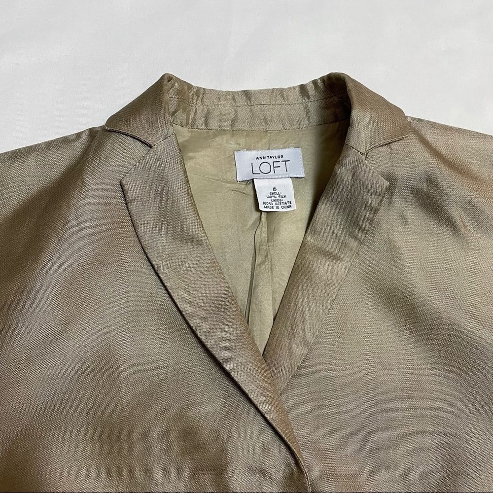 Ann Taylor LOFT Beige Silk Jacket Size 6 - Picture 8 of 8